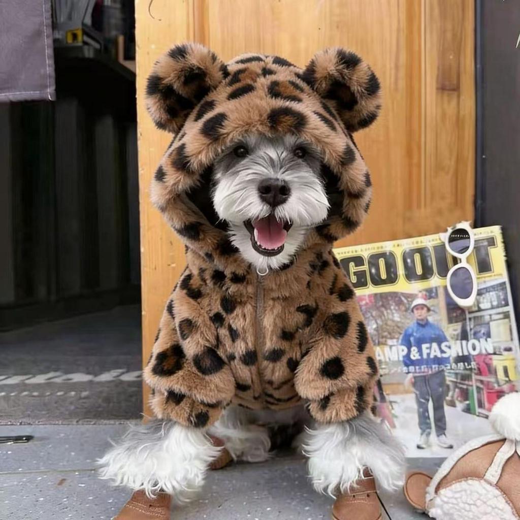 Leopard Print Warm Coat for Small/Medium Dogs: Schnauzer, French Bulldog, Bichon, Teddy