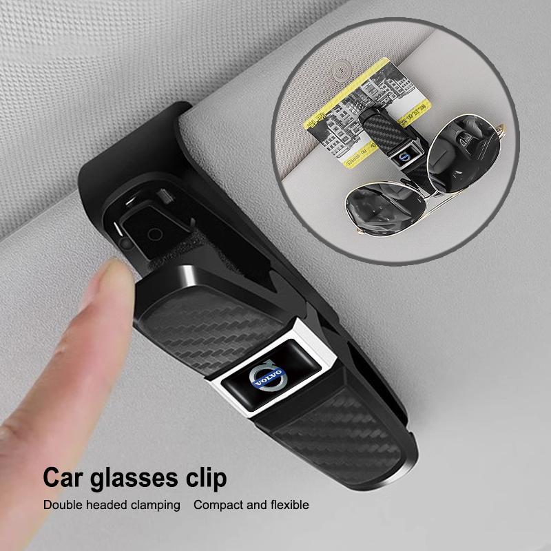 Car Glasses Case Auto Sun Visor Glasses Holder Clip Sticker For Volvo ES90 EC40 EX40 EM90 XC90 V90 V60 XC60 V40 S80 S60 S90 C40