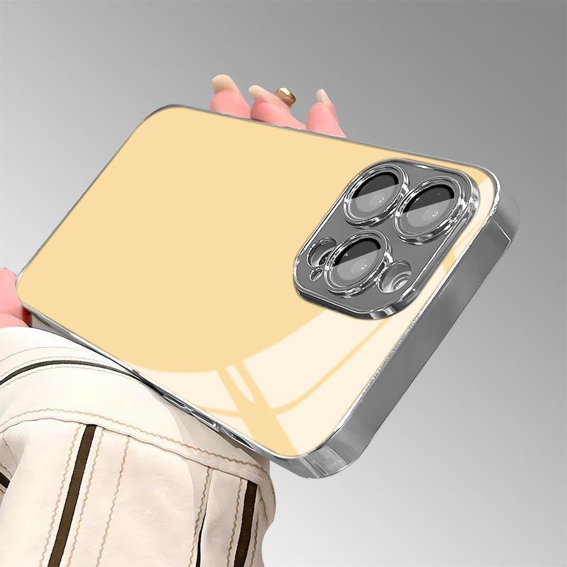 Metal Technology Tempered Glass Electroplated Case For 17 16 15 14 13 12 11 Pro Max Plus 16E 17E Shockproof Bumper Cover
