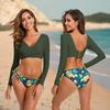 Split Long Sleeve Surfer Suit Sunscreen Women's Swimsuit Hot Spring Diving Suit Sexy Swimsuit