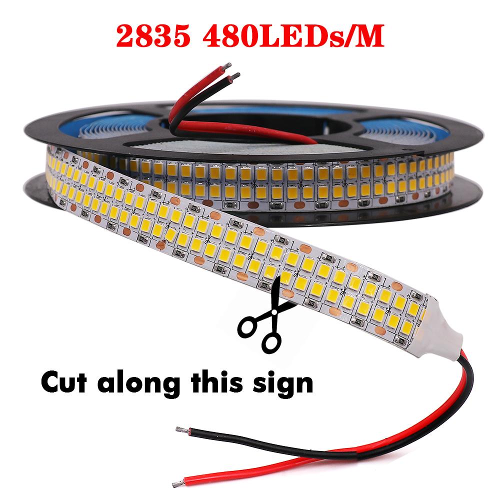 Светодиодная лента 2835 DC 12V 24V Светодиодная лента 5M 60/120/240/480 светодиодов/м Гибкая светодиодная лента Водонепроницаемая светодиодная лента Уличные светодиодные веревки