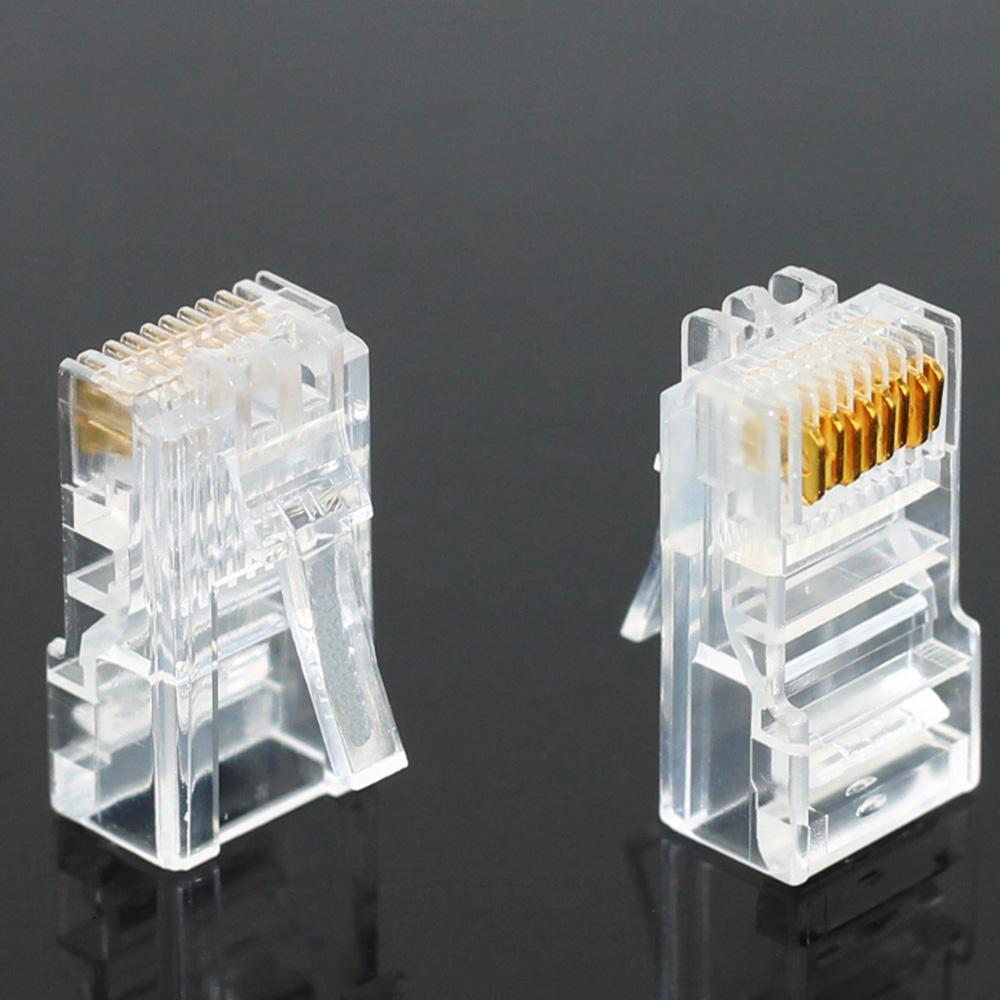 20/50/100 ШТ. Разъемы RJ45 Ethernet Кабели Модульные Штекеры Сетевые RJ-45 Lan Кристаллические Коннекторы Cat5 Cat5e Позолоченные Сетевые Кабели