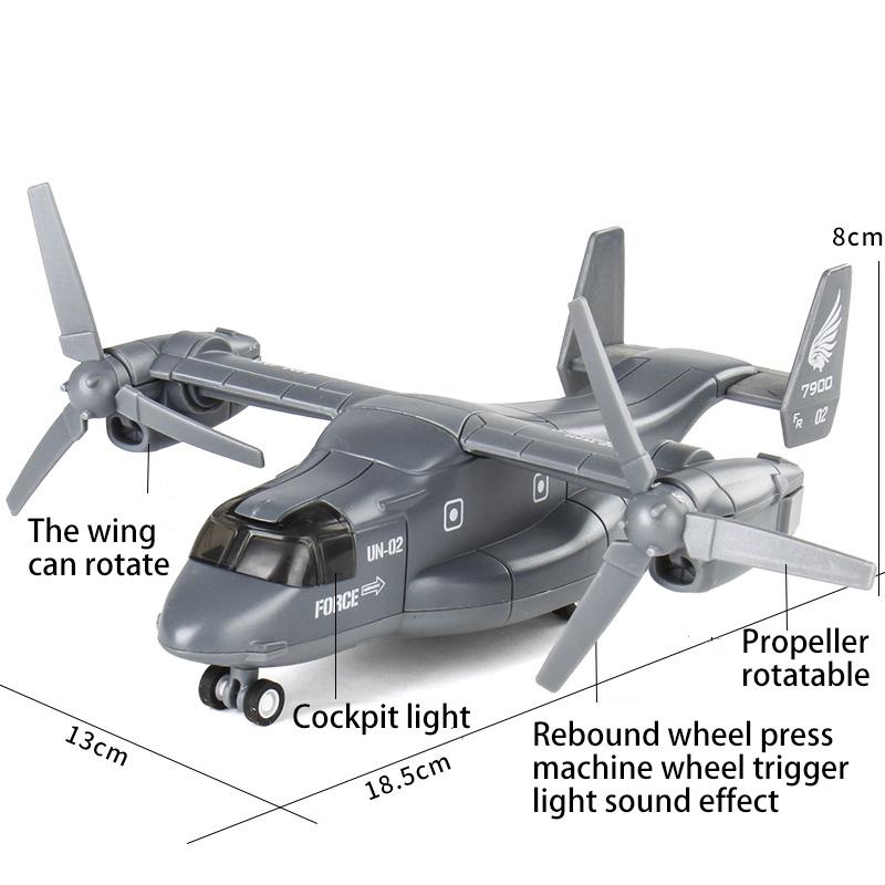 Модель самолета Boeing Bell V-22 Osprey в масштабе 1/400, игрушечный транспортный самолет с откатным механизмом со звуком и светом для детей, коллекция подарков для мальчиков и девочек