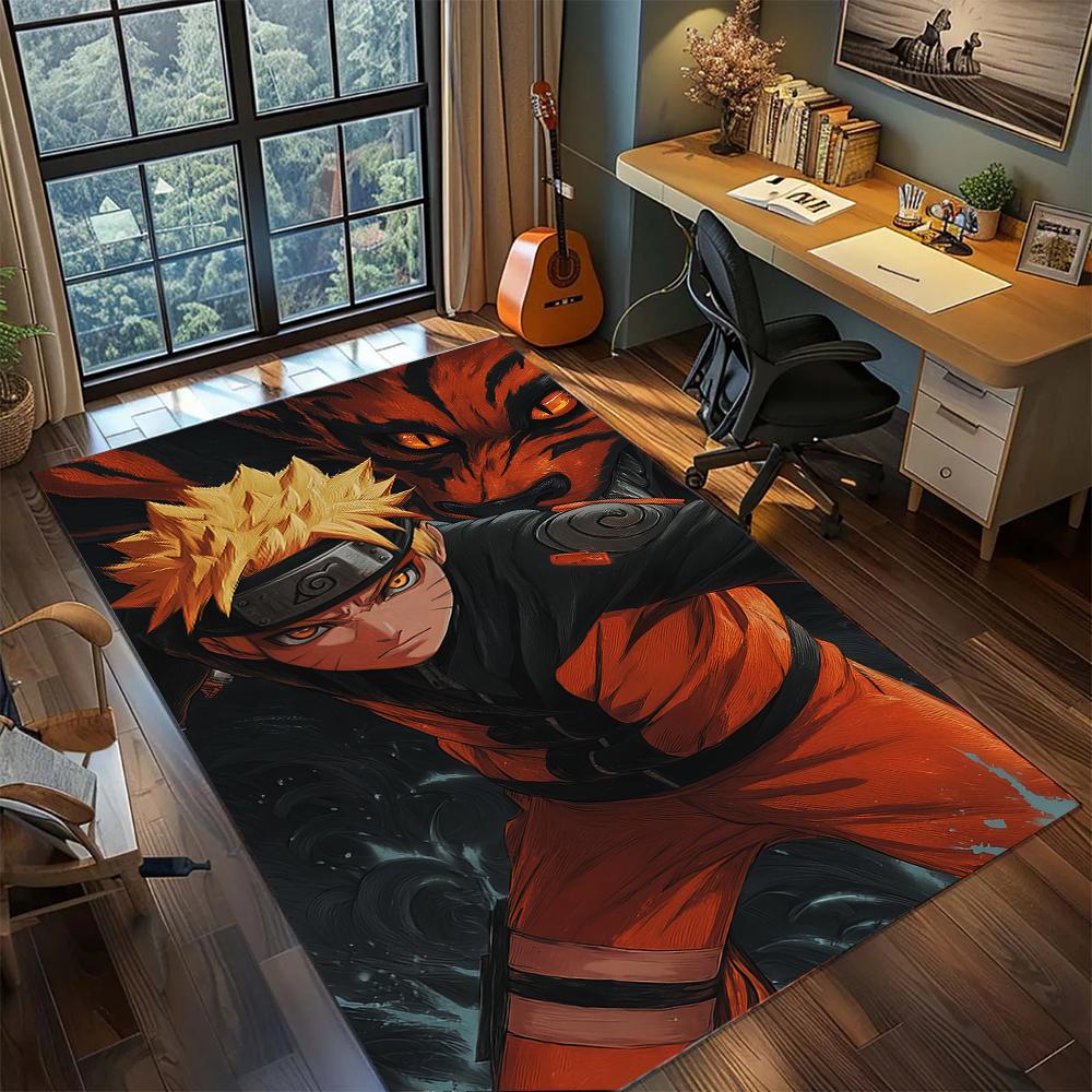 Hidden Leaf Hero Naruto Wind Style Jutsu Rug Carpet Large Area Rug Non Slip Washable Floor Mat Gamer Room Bedroom Home Decor