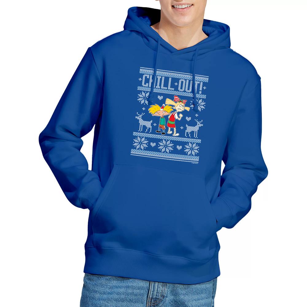 Hey Arnold! Men's Chill Out Arnold & Helga Christmas Jumper Hoodie