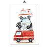 Kids Room Decor Alphabet Learning Vehicles Canvas Art  Fire Truck  Ambulance Nursery Wall Posters
