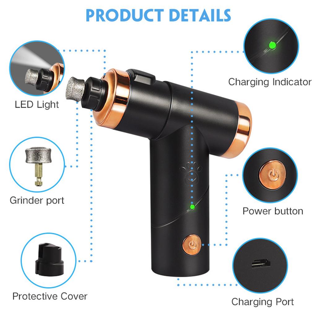 Rechargeable Pet Nail Clippers Dog Nail Grinder Nail Trimmer Cat Dog Nail Clippers Electric Pet Nail Grinder