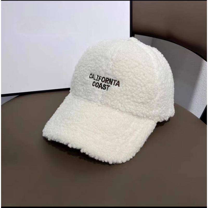 Women's Baseball Cap Winter Solid Color Plush Casual Warm Duckbill Cap