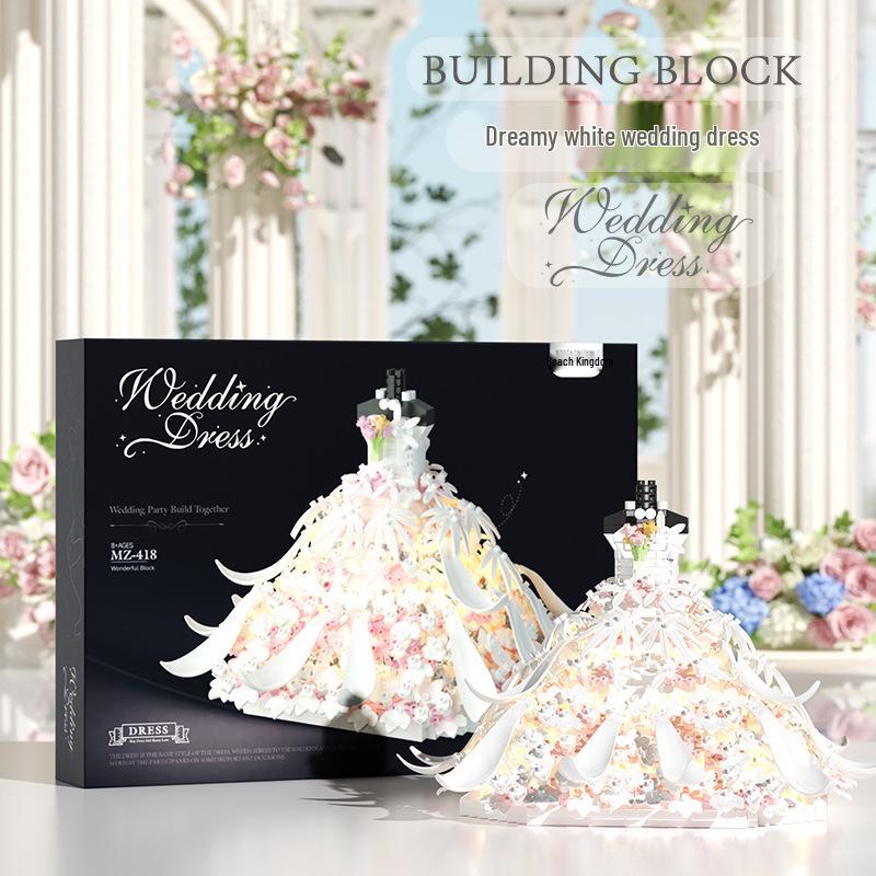 Совместимая Lego Белое Свадебное Платье Микро Алмазный Строительный Блок Фигурка Игрушка - Подарок для Девочек.