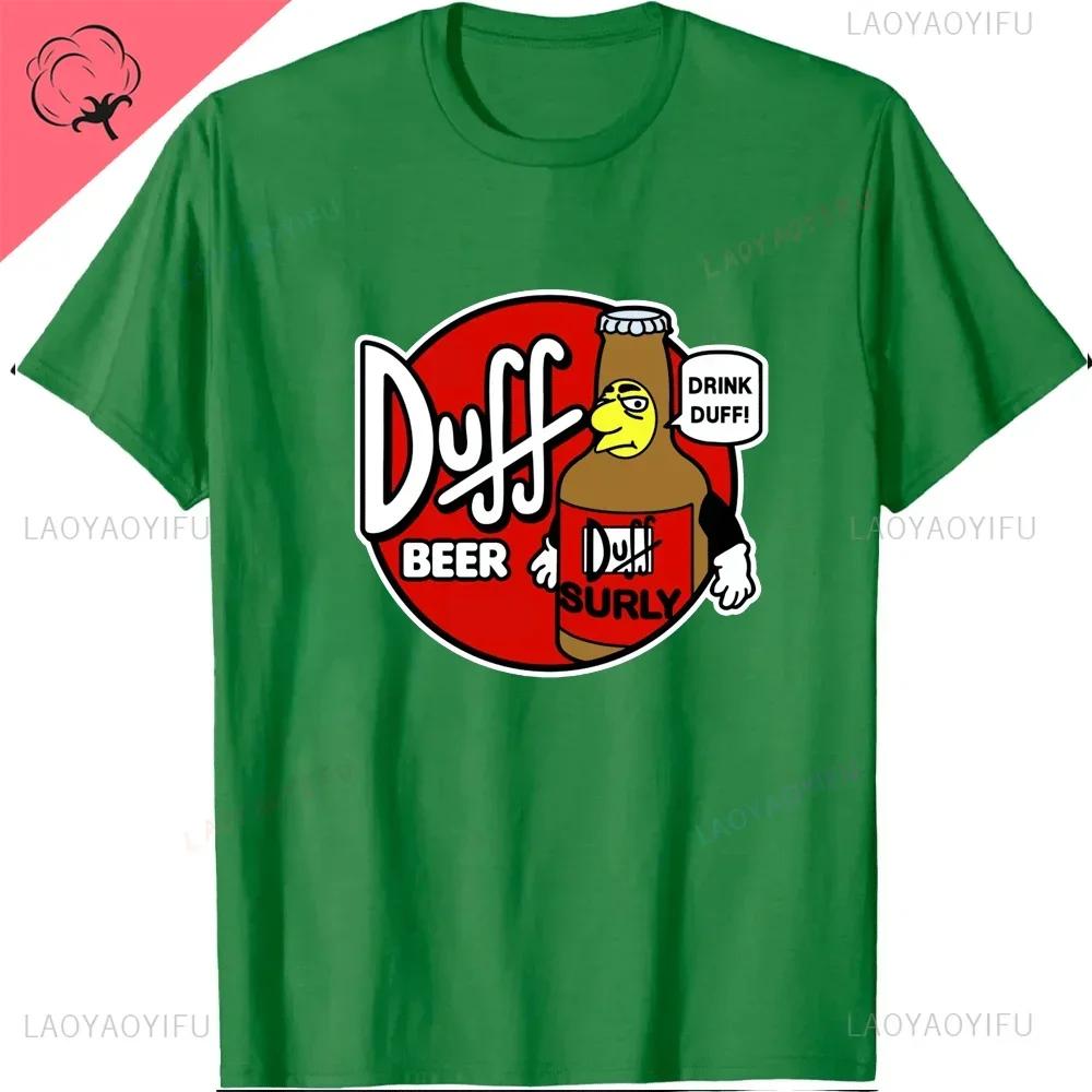 The Simpsons Duff Beer Circle Logo V2 TShirt Cotton Retro Street Fashion Mens Shirt Short Sleeve Design Printed Tshirt Tops