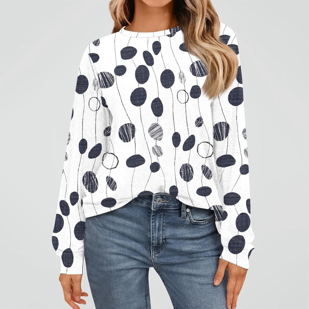 Women's Fashion Long Sleeve Shirts Loose Fitted Crewneck Basic Tops Casual Outfits