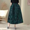 Жаккардовая большого размера с высокой талией винтажная цветочная весенне-осенняя повседневная свободная длинная для женщины юбки женская юбка