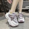 Мода 2024 года. Новые туфли. Женские туфли на шнуровке. Женская обувь из вулканизированной кожи. Осенняя дышащая сетка. Разноцветная платформа. Повседневная спортивная обувь для ходьбы.