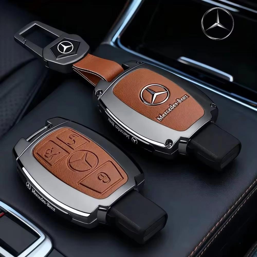 IUKOF1 Leather Car Key Case Cover Holder Protector For Mercedes Benz A B C E Class GLS GLA GLK GLC CLS CLA AMG W204 W205 W212 W463 W176