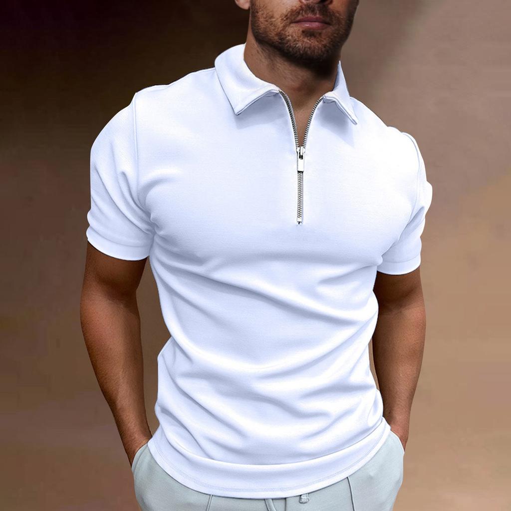 Summer Men's Sports Short Sleeve Golf Youth Men's Zipper Casual Top