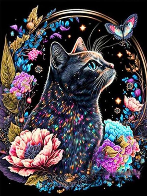 Алмазная картина Новые поступления Красочный кот Diy Полный горный хрусталь Вышивка Цветочная мозаика Наборы для вышивки крестом Домашние животные Домашний декор FG1712