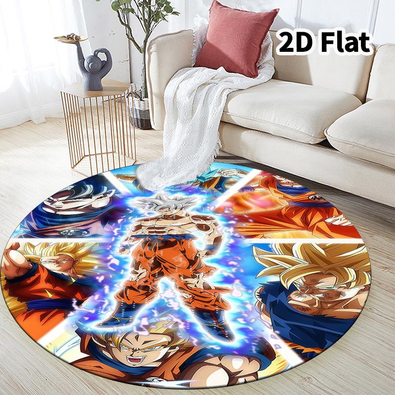 Dragon Ball Round Area Rug Carpet Rug For Living Room Bedroom Sofa Playroom Decor Nonslip Floor Mat