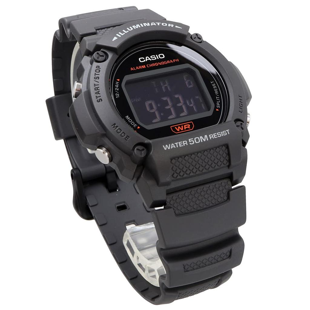 Casio Стандартные цифровые часы W -219H-8BV / -219HD-1AV Мужские, Темно-серые, Международная модель [Импортные] / Металлический браслет серебристого цвета [Импортные]