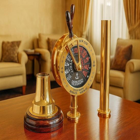 Brass Ship Telegraph Replica Maritime Nautical Decor, Steampunk Style Home Office Decorative Gifts