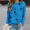Tops For Women Spider Web Print Round Neck Long Sleeve T-shirt Fall Casual Slim Pullover Women's Long Sleeve Top