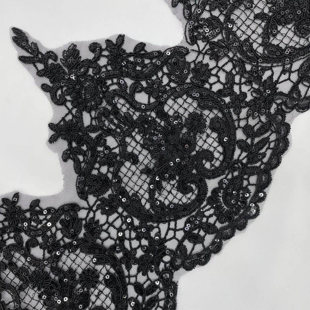 50Yard Black Car Bone Lace Lace With Beads, Round Mesh Beads, Exquisite Flower Clothing Accessories