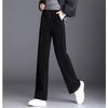 Зимние элегантные прямые женские повседневные свободные утепленные брюки с высокой талией, новые бархатные широкие брюки с плюшевой подкладкой, теплые корейские