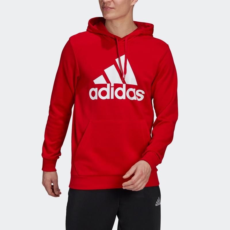 adidas Серия Essentials Мужская Толстовка с капюшоном на шнурке с принтом логотипа Флис Светло-алый GV0249