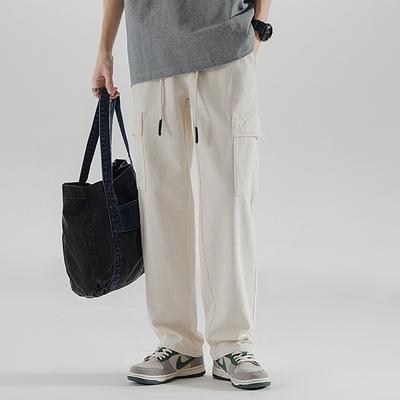 Новые весенне-летние свободные прямые повседневные джинсы с эластичной талией и широкими штанинами, модные и универсальные