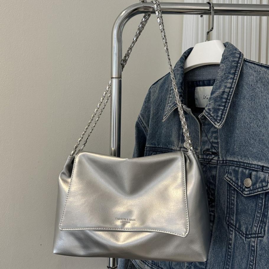 PU Leather Handbags Magnetic Underarm Bags Trendy Chain Single Shoulder Bag Outdoor