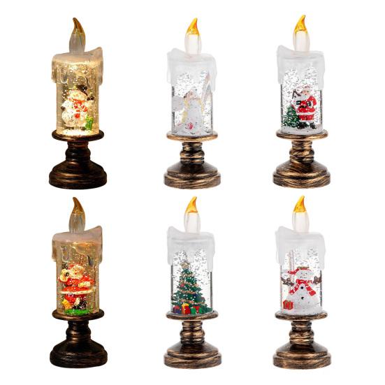 Рождественские светодиодные свечи без пламени, работающие от батареек, Санта, снег, декоративная лампа для дома, крыльца, столешницы, украшение для вечеринки