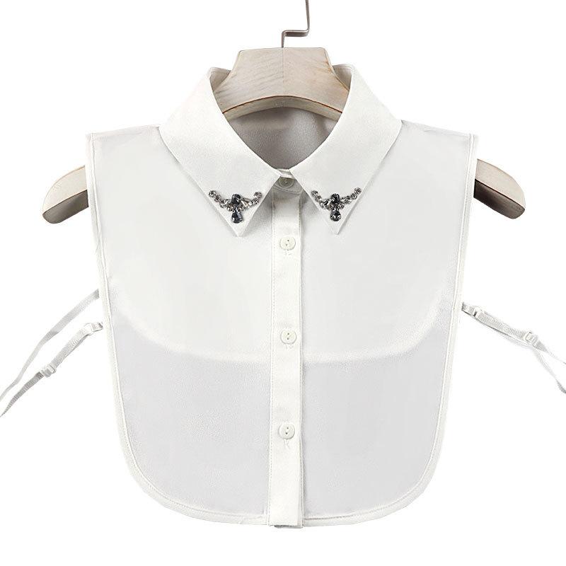 Fake Collar Decoration Versatile Shirt Collar Sweater Accessories White Chiffon Beaded Fake Collar Women'S Shirt Collar