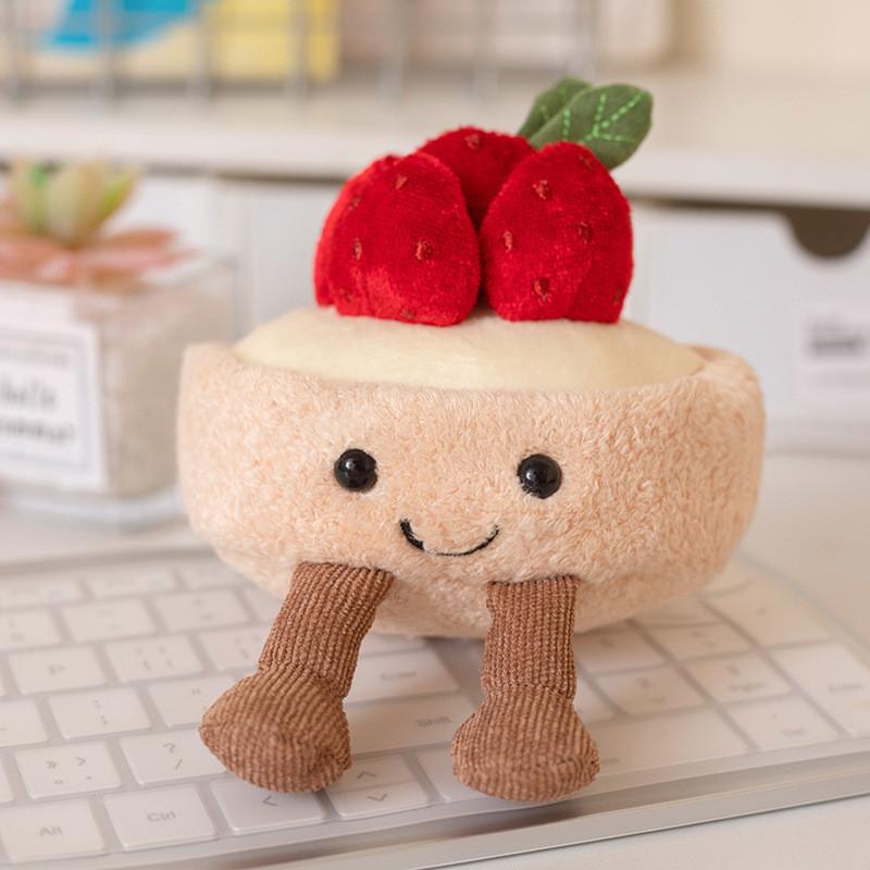 Плюшевая игрушка-тарт с сыром, клубникой и лимоном для детей и коллекционеров