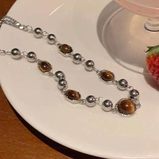 Женское ожерелье из бисера с тигром, регулируемый глаз, камень, декор, искусственная длина, зажим для омара, колье