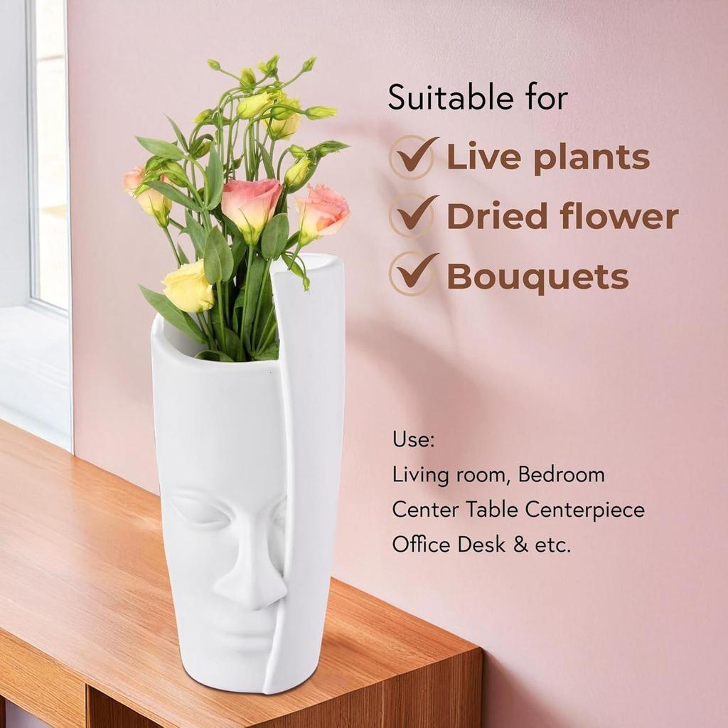 Поливолокно 12 дюймов Эстетическая ваза для цветов Длинная для гостиной и центрального стола Спальня | Белая ваза для украшения дома