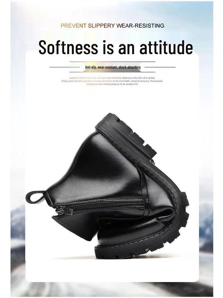 Мужские высокие ботинки Martin: Мягкая кожа, Увеличивающие рост, Плюс бархат, Утолщенные зимние хлопковые ботинки.