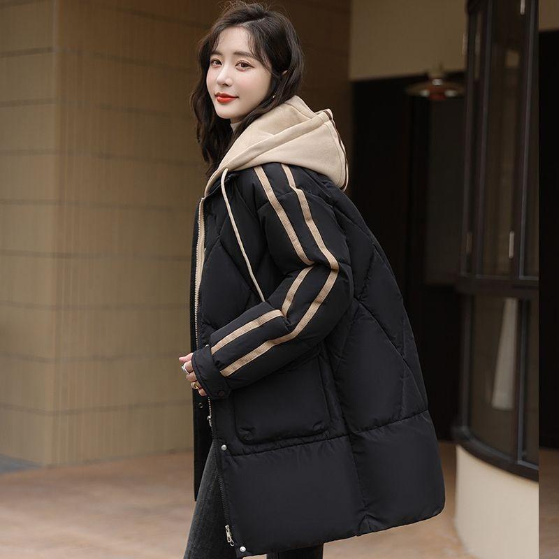 Свободное Теплое Зимнее Пуховое Хлопковое Пальто Женское Длинное Стеганое Пальто Поддельный Двойной Толстое Зимнее Пальто