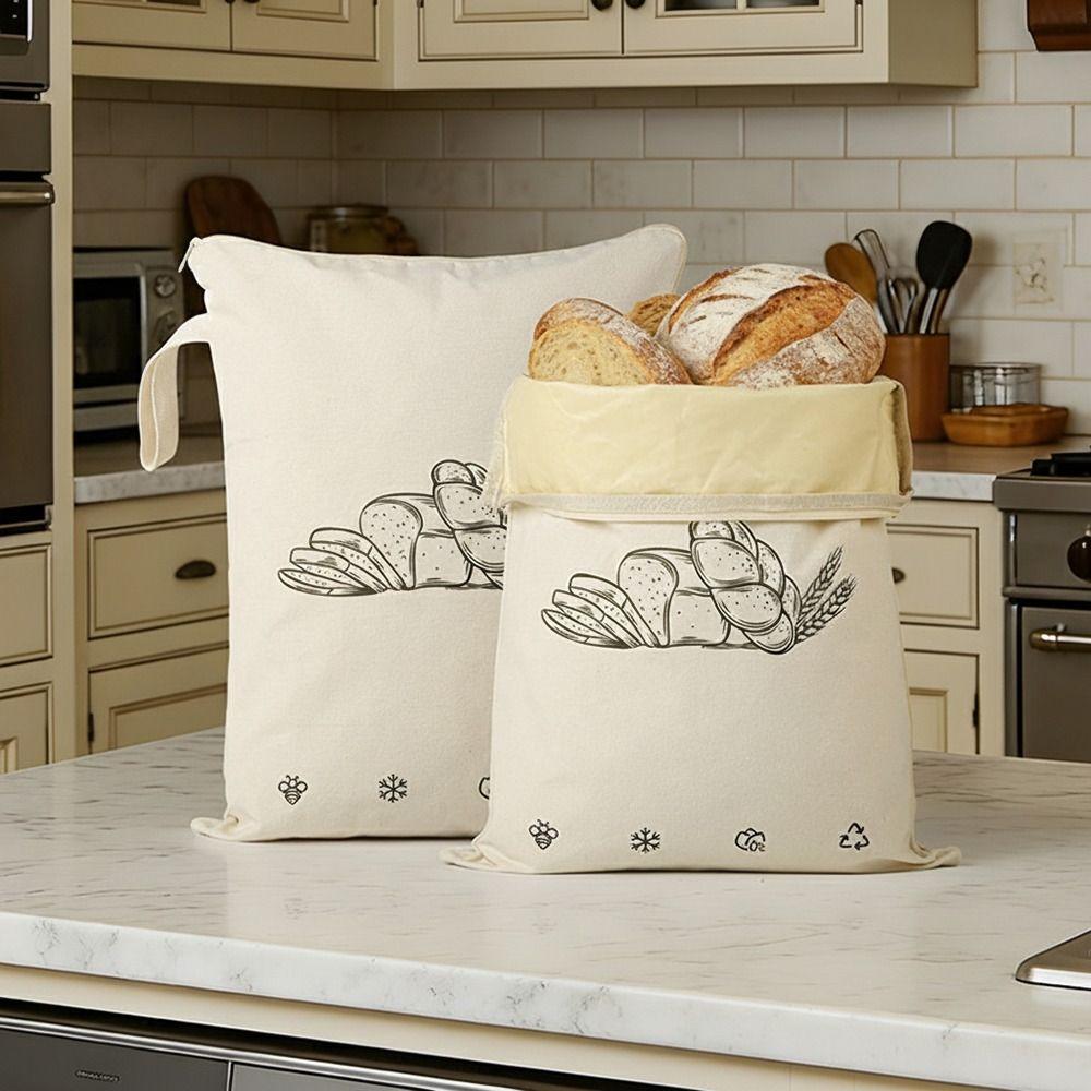 Reusable Fresh-Keeping Bread Bags Double-layered Bread Storage Bags New Sourdough Bag  Kitchen Use