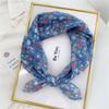 Floral Print Neckerchief Small Hijab Scarfs Women Fashion Handkerchief Neck Scarf Shawls Cotton Blends Korean Hair Scarves 58CM