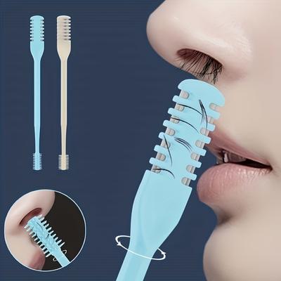 2 Двусторонние ножницы для стрижки волос в носу с футляром для хранения, Портативный ручной набор для стрижки волос в носу для мужчин и женщин, Триммер для волос в носу с вращением на 360 градусов