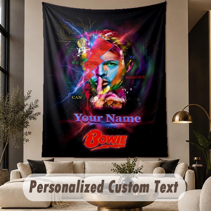 Custom Text Tapestry David Bowie Print Wall Tapestry Indoor Living Room Wall Decor