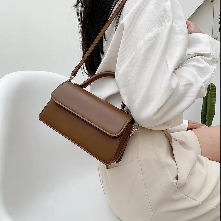 Женская винтажная сумка на одно плечо, однотонная повседневная сумка-мессенджер, элегантная универсальная сумка