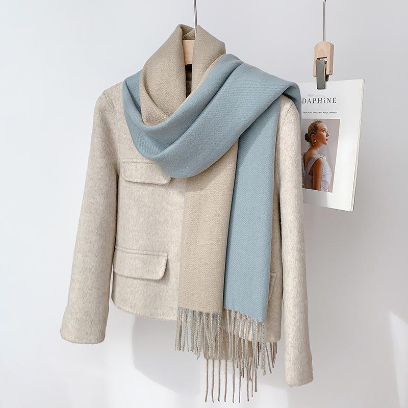 35 цветов 2024 осень и зима новый двухсторонний однотонный искусственный кашемировый кисточный платок утолщенный теплый шарф для мужчин и женщин