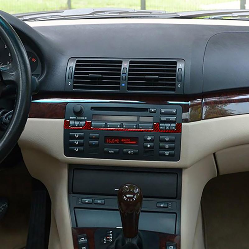 Углеродное волокно салона автомобиля с центральным управлением, кнопка кондиционера, рамка, накладка, наклейка, автоаксессуары для BMW E46