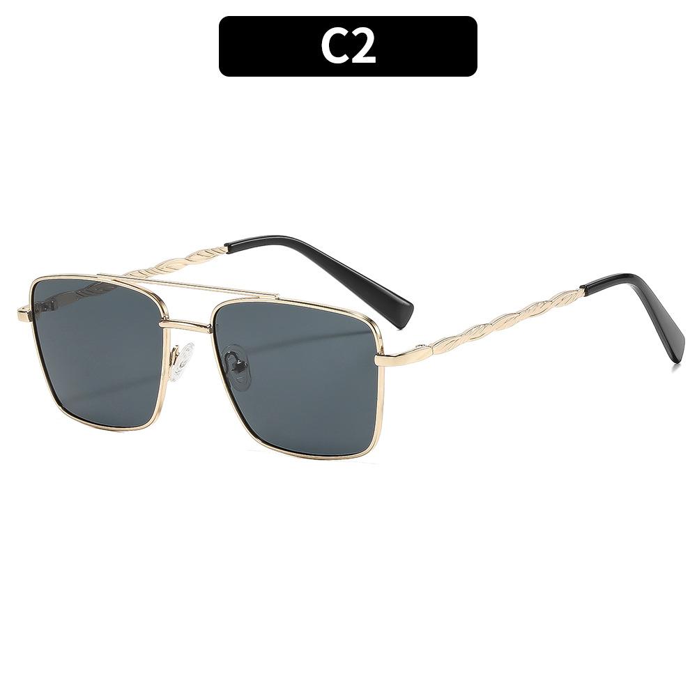 European And American Double Beam Metal Frame Sunglasses Temperament Style Trendy Men'S And Women'S Same Sunglasses Uv Protection