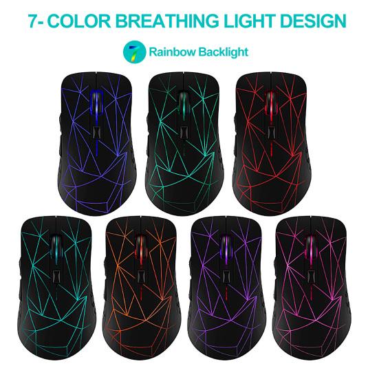 Bluetooth Wireless Mouse Rechargeable Dual Mode 3 Adjustable DPI 6 Buttons Ergonomic Optical Gaming Mouse for PC Computer Laptop