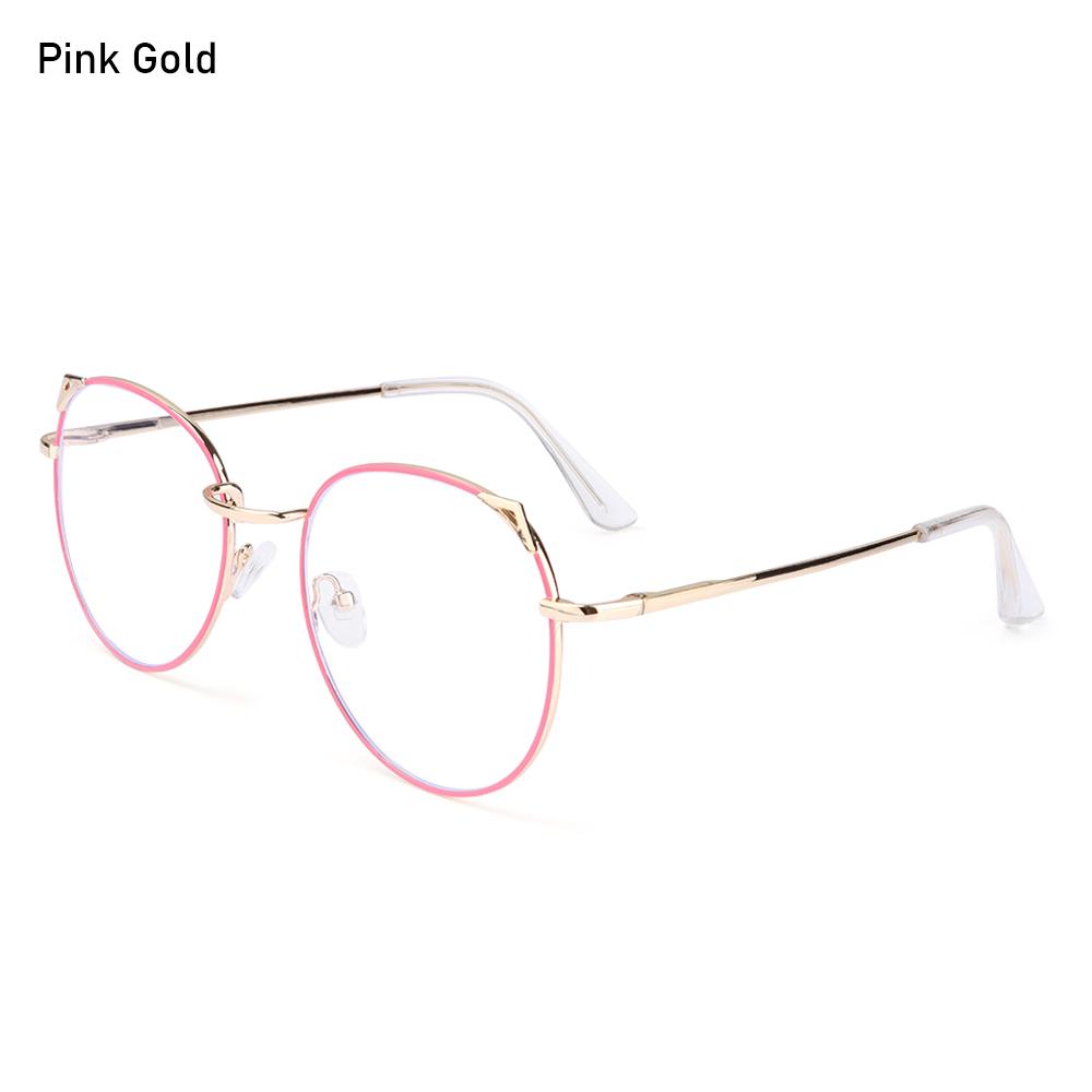 Trendy Office Anti Blue Light Glasses for Women Cute Cat Ears Eyewear Blue Rays Blocking Eyewear Classic Metal Frame Eyeglasses