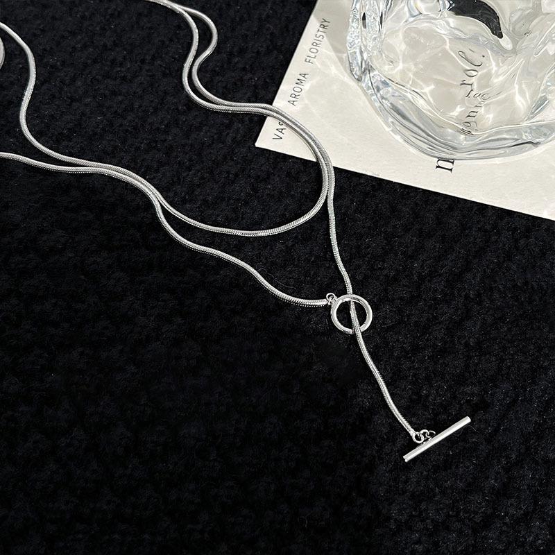 Кольцо OT пряжка двухслойное ожерелье женское простое холодный ветер ins темперамент дизайн змеиная кость цепь