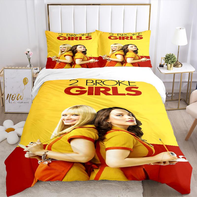 2 Broke Girls Friendship Survival Print 3Pcs Bedding Setduvet Cover With 2 Bedropillowcase Home Birthday Gift