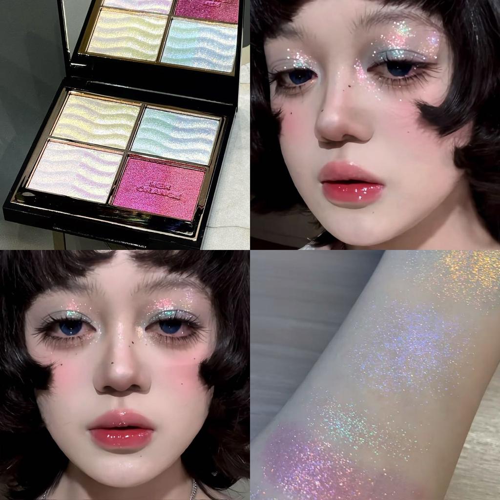 HERORANGE Палитра теней Color Block Dream Четырехцветные Блестящие Хамелеон Эффект Перламутровые Сияющие Легко Наносятся Стойкие Не Осыпающиеся Пюреобразные
