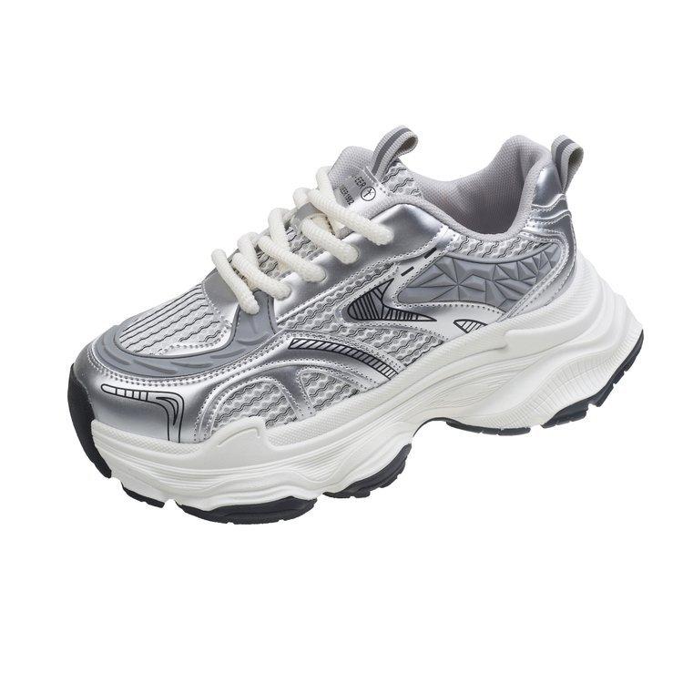 Dad shoes women's shoes ins2024 new spring and summer platform sports shoes mesh showing feet small sports casual shoes